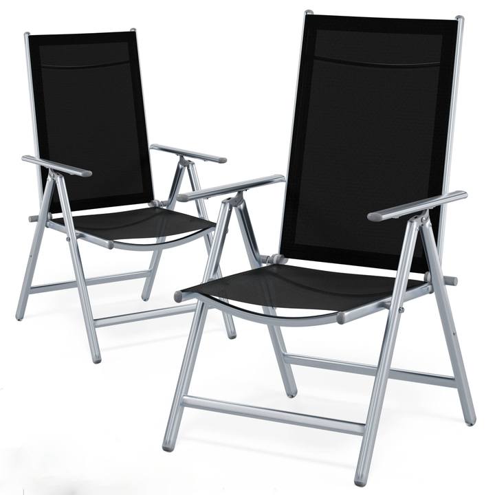 Záhradná stolička BERN 2 strieborná/čierna, sada 2 ks 1