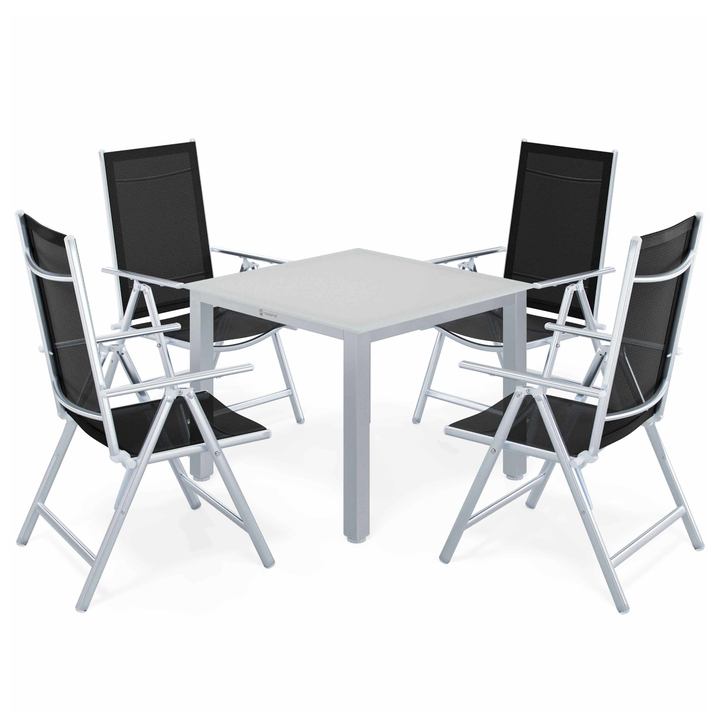 Záhradná zostava BERN 4 strieborná/čierna/mliečne sklo 1