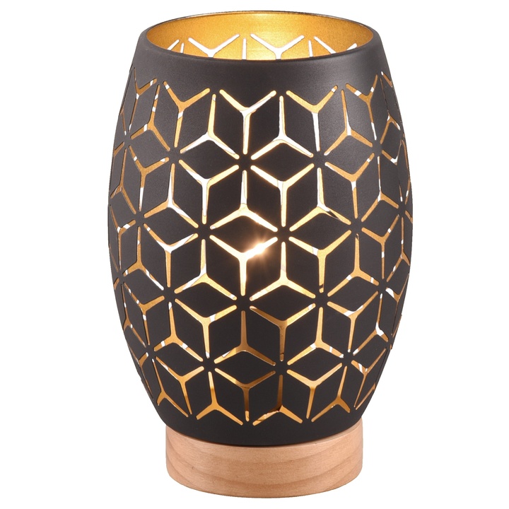 Stolná lampa BIDAR 1 čierna/zlatá/svetlé drevo 1