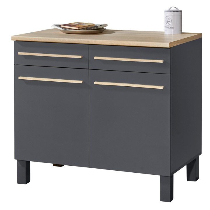 Spodná skrinka BILBERRY antracitová/dub sonoma, šírka 100 cm 1