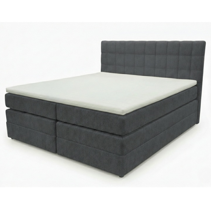 Posteľ s matracom a topperom BIRNA 2 BK tmavosivá, 160x200 cm 1