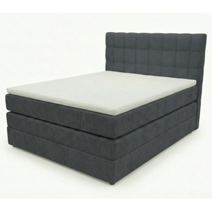 Posteľ s matracom a topperom BIRNA 2 BK tmavosivá, 140x200 cm 1