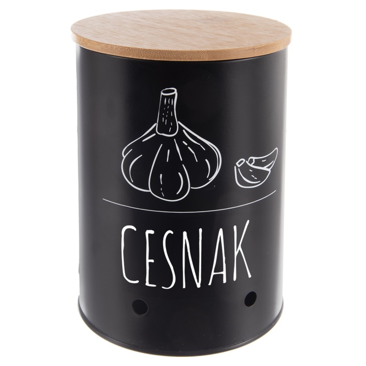 Dóza na cesnak BLACK čierna/bambus 1
