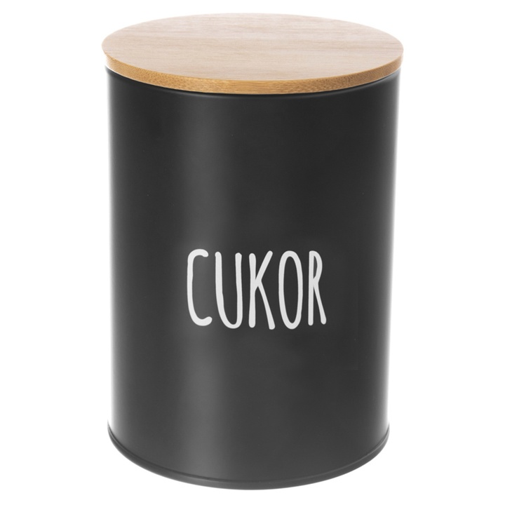 Dóza na cukor BLACK čierna/bambus 1