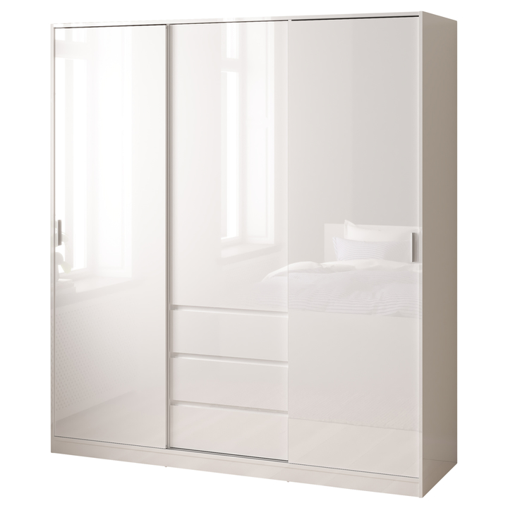 Šatníková skriňa BLAIR 3D biela vysoký lesk 1