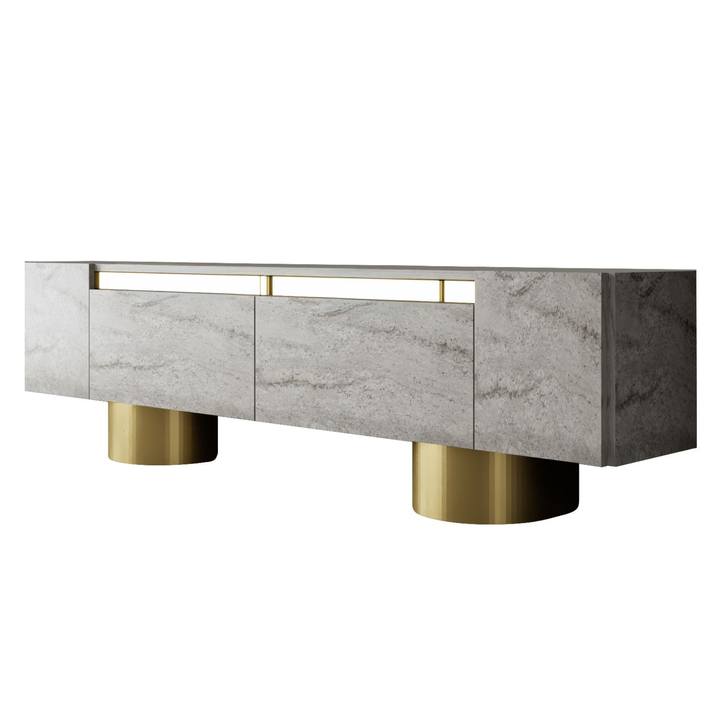 TV stolík BOHEM travertín/zlatá 1