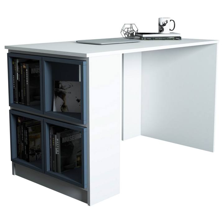 Písací stôl BOX biela/modrá 1