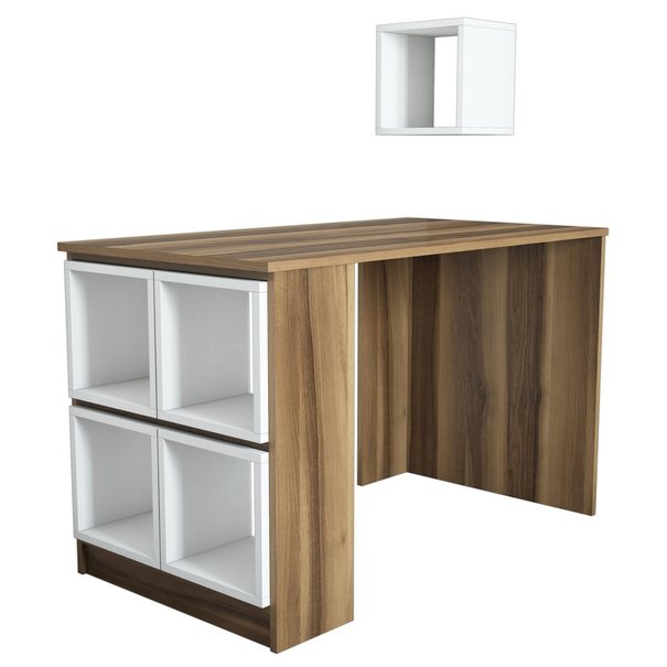 Písací stôl BOX orech/biela 1