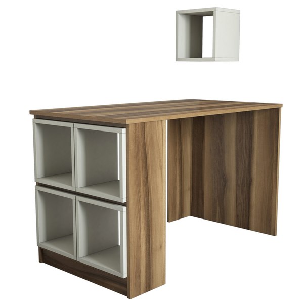 Písací stôl BOX orech/krémová 1