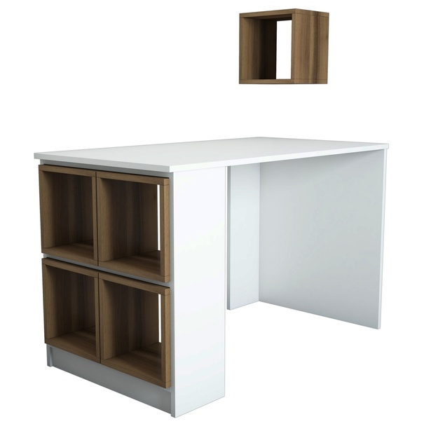 Písací stôl BOX biela/orech 1