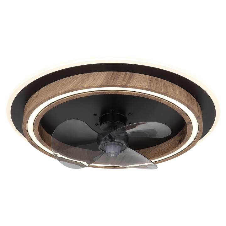 Stropné LED svietidlo s ventilátorom BOZAN čierna/hnedá 1