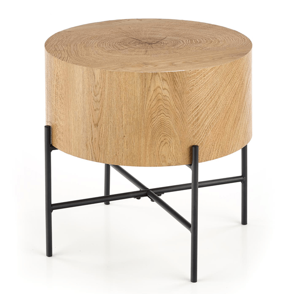 Konferenčný stolík  BRAKLY dub/čierna, priemer 45 cm 1