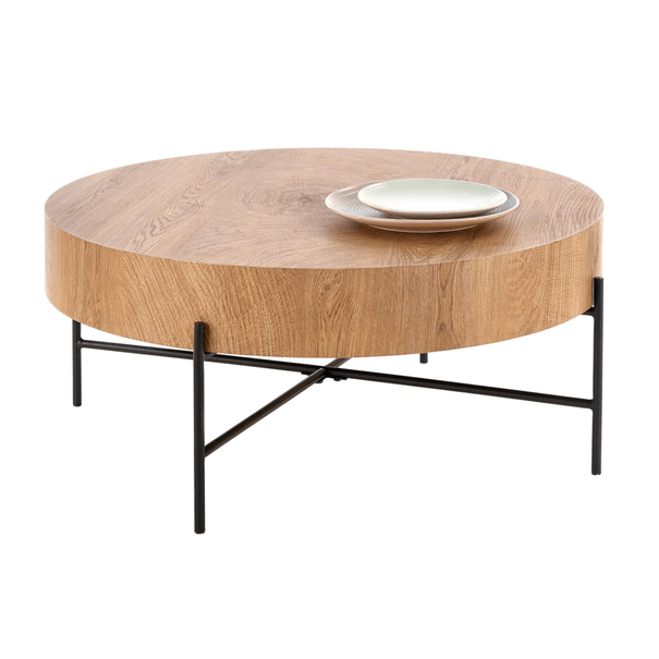 Konferenčný stolík BRAKLY dub/čierna, priemer 80 cm 1