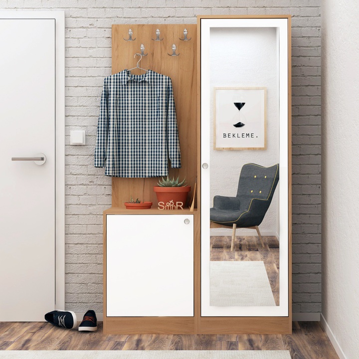 Predsieňová zostava BROC biela/dub 1