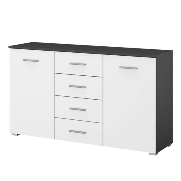 Komoda BROOKE alpská biela/sivá, 2 dvierka, 4 zásuvky 1