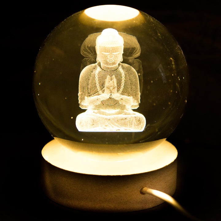 Stolná lampa BUDDHA priehľadná/prírodná 1
