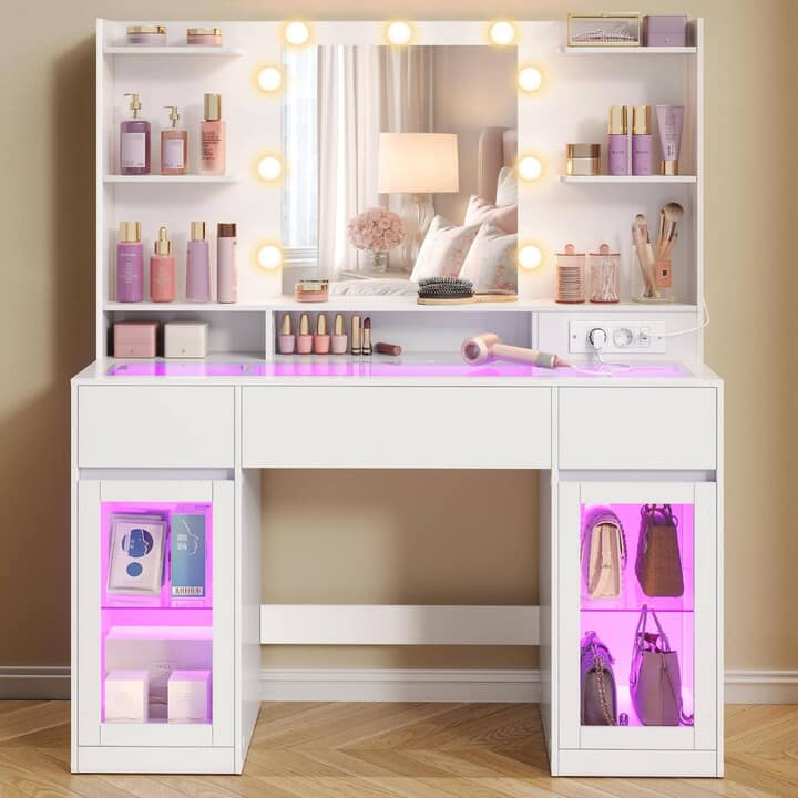 Toaletný stolík BULBS 4 biela 1