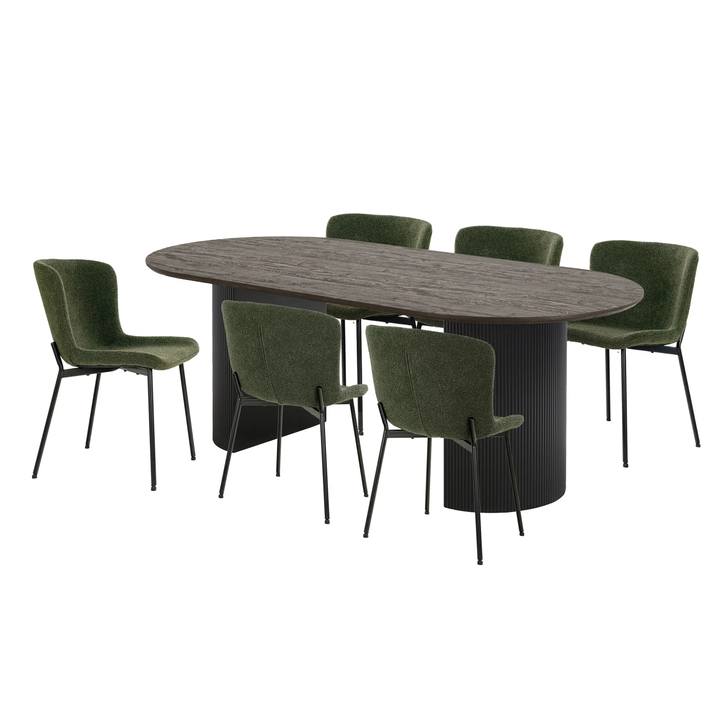 Jedálenská zostava BUOVASTO 6 hnedá/zelená 1