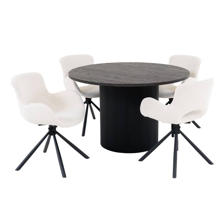 Jedálenská zostava BUOVASTO tmavohnedá/smotanová 1