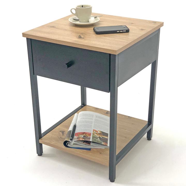 Prístavný stolík BURGOS antracitová/dub 1