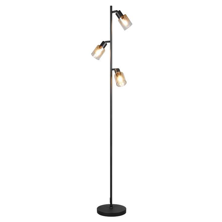 Stojacia lampa CADIZ čierna/jantárové sklo 1