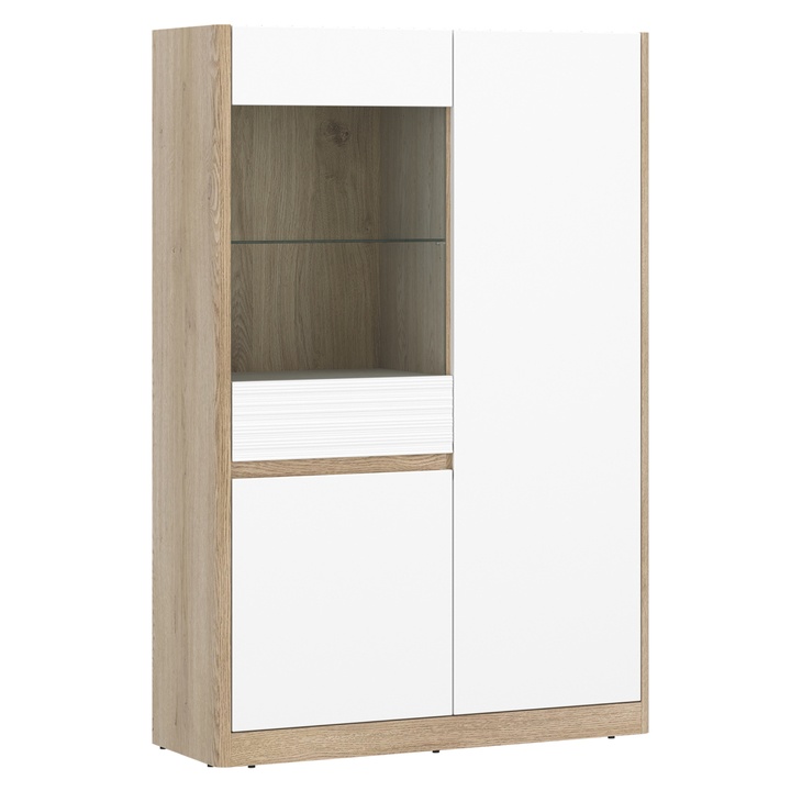 Vitrína CALIMA dub cremona/alpská biela, šírka 101 cm 1