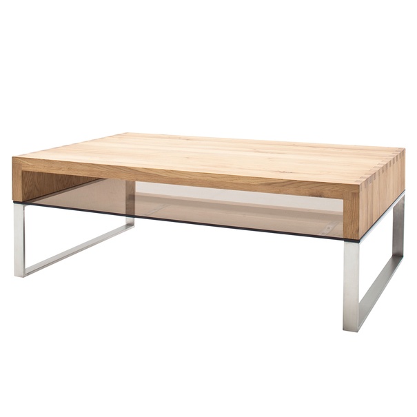 Konferenčný stolík CARTER 2 dub/oceľ/sklo 1
