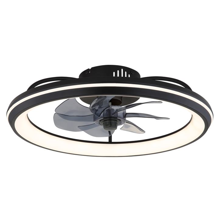 Stropné LED svietidlo s ventilátorom CELESTE čierna/dymová 1