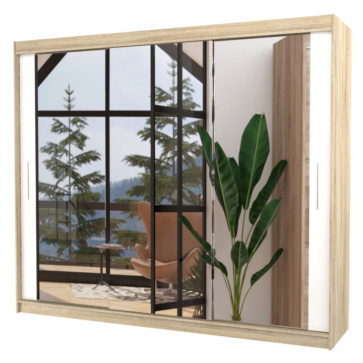 Šatníková skriňa CHENG dub sonoma/biela 1