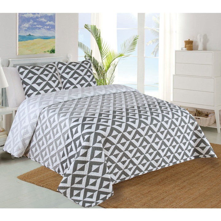 Prikrývka CIRCULO sivá, 45x45 a 220x140 cm 1