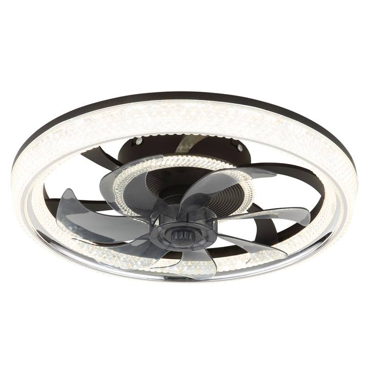 Stropné LED svietidlo s ventilátorom CIRILLA čierna/dymová 1