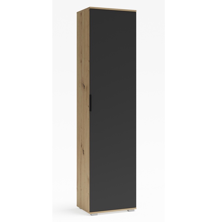 Skriňa do predsieňovej steny CLAF dub artisan/antracitová, šírka 50 cm 1