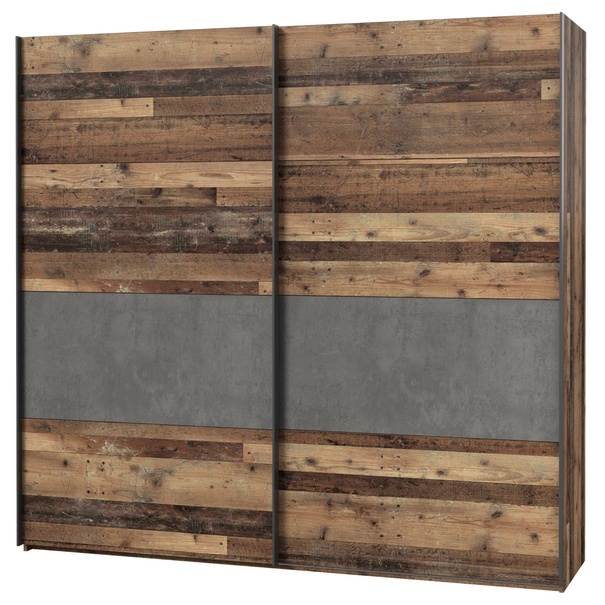 Šatníková skriňa CLIF staré drevo/betón, šírka 220 cm 1