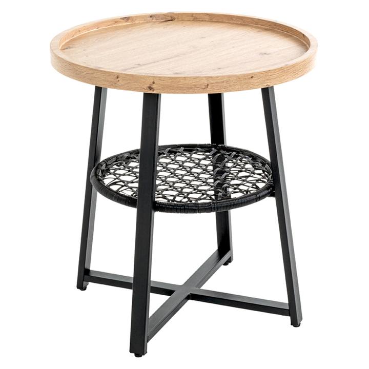 Prístavný stolík COLUMBIA I čierna/dub, priemer 55 cm 1