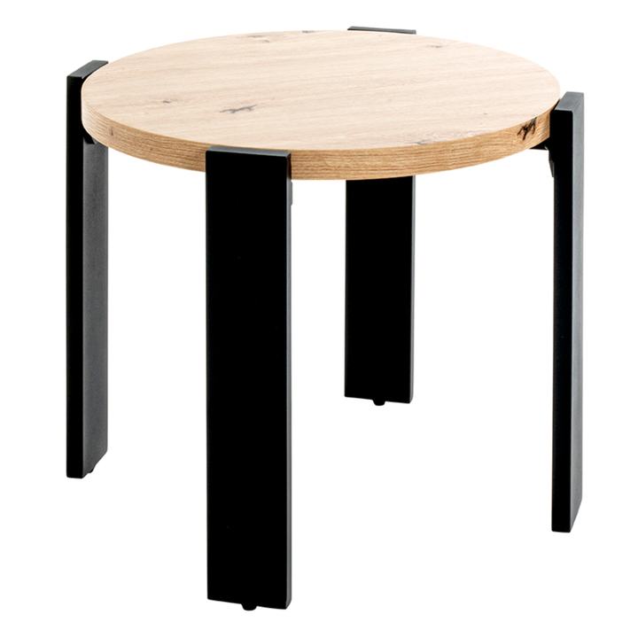 Prístavný stolík COLUMBIA III čierna/dub, priemer 55 cm 1