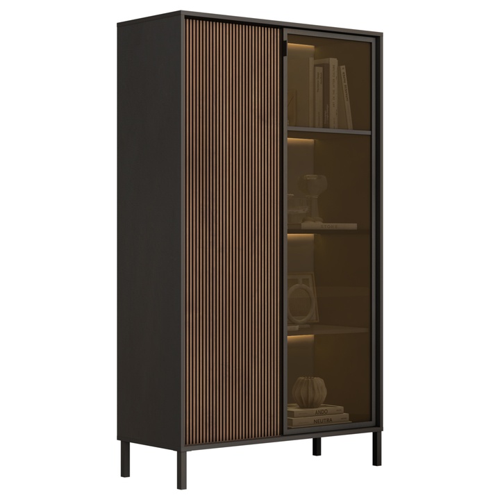 Vitrína CORTINA 2D antracitová/tmavohnedá 1