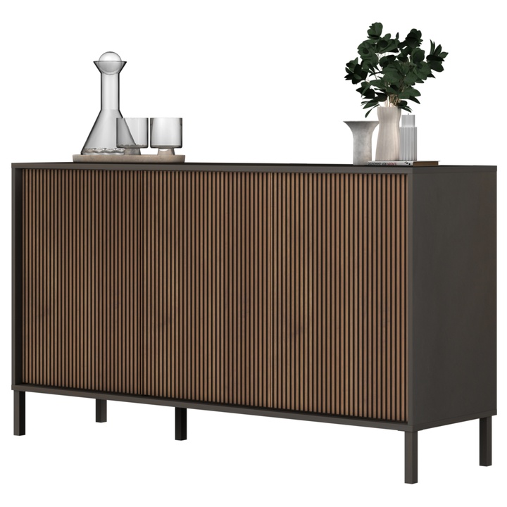 Komoda CORTINA 3D antracitová/tmavohnedá 1