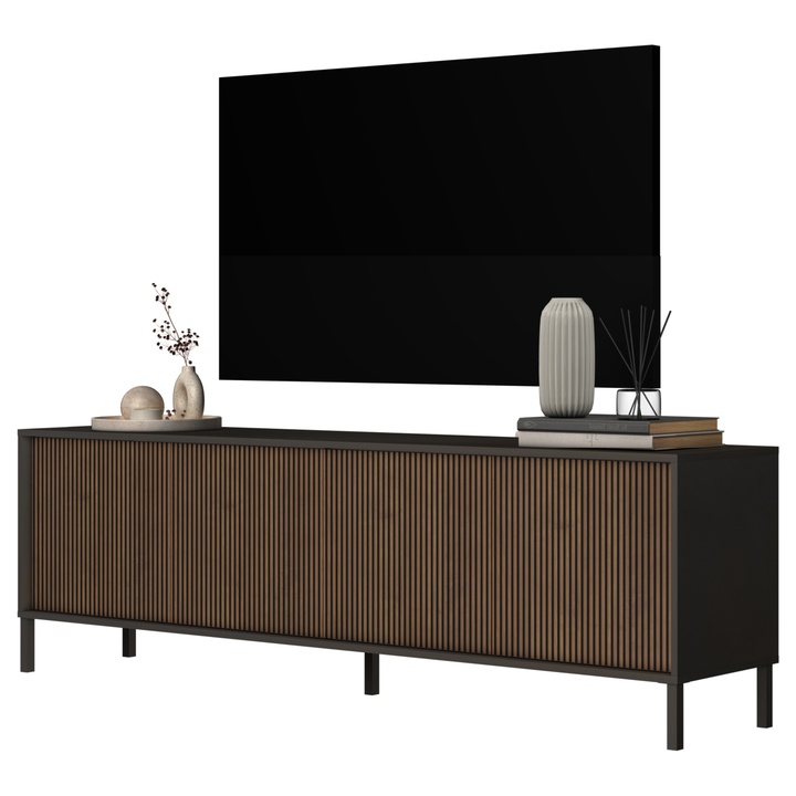 TV komoda CORTINA antracitová/tmavohnedá 1