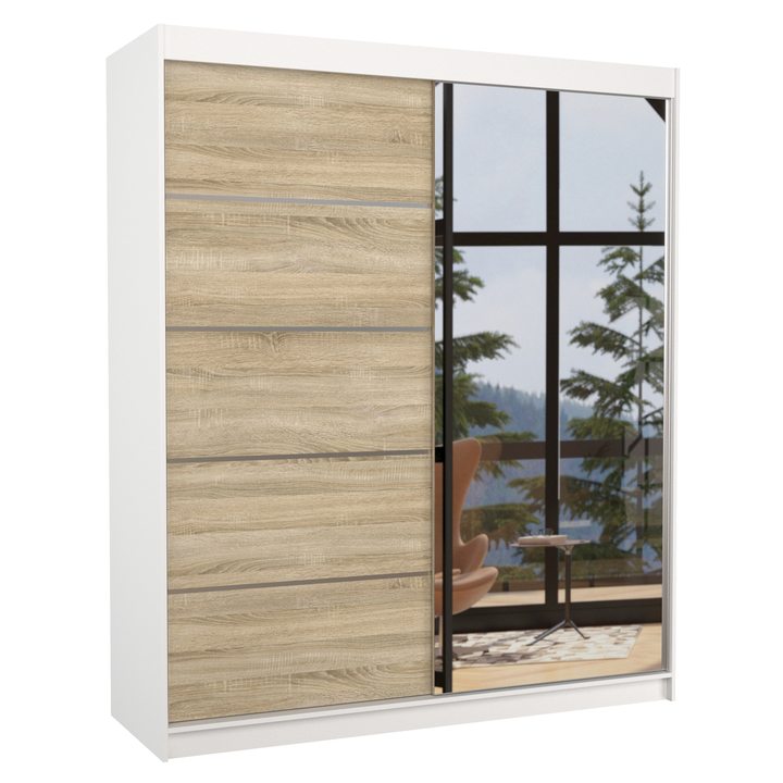 Šatníková skriňa CORY biela/dub sonoma 1