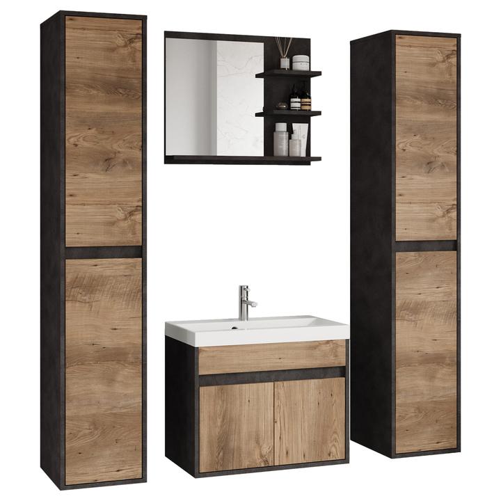 Kúpeľňová zostava CYRILL XL dub gaštan/antracitová 1