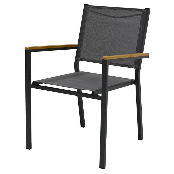 Záhradná stolička DACEY sivá/teak 1
