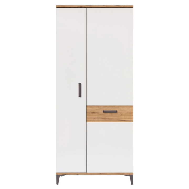 Šatníková skriňa DARCY SB11 zlatý remeselný dub/alpská biela lesklá 1