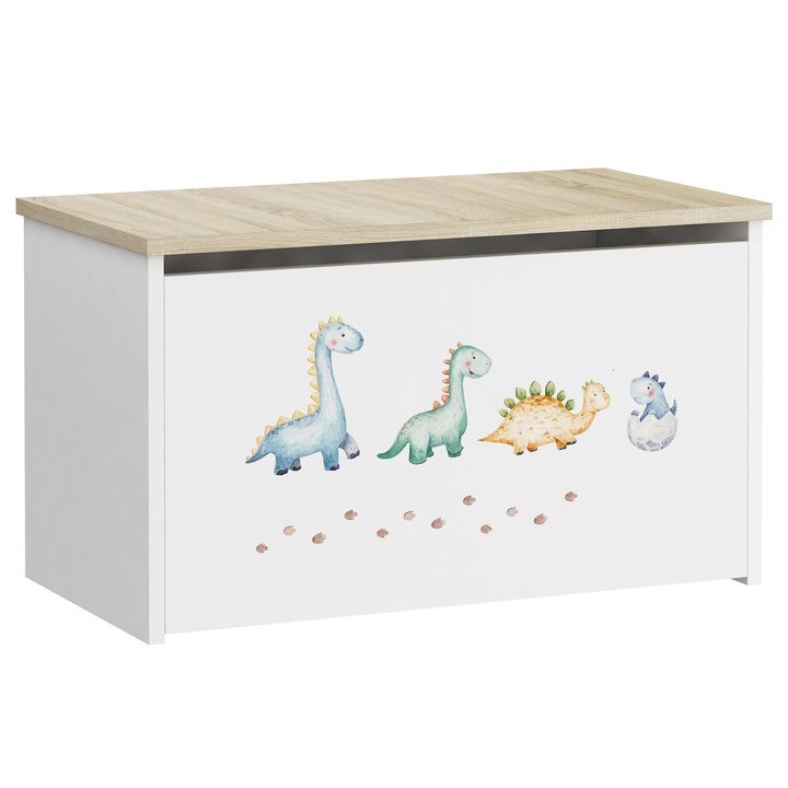 Truhla DARIA biela/dub sonoma, motív dinosaurus 1