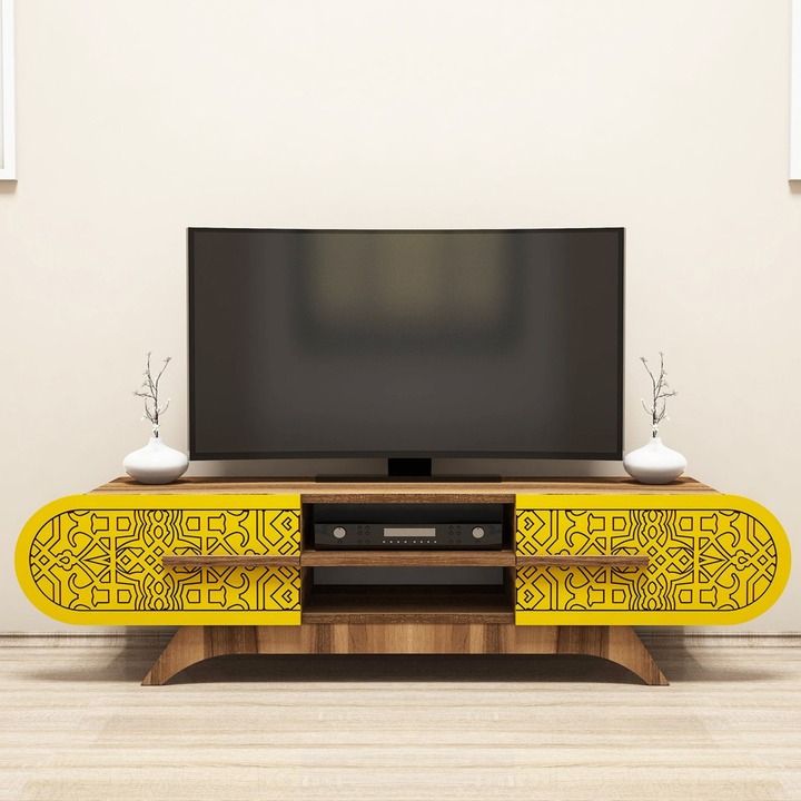 TV stolík DEFNE 1 orech/žltá 1