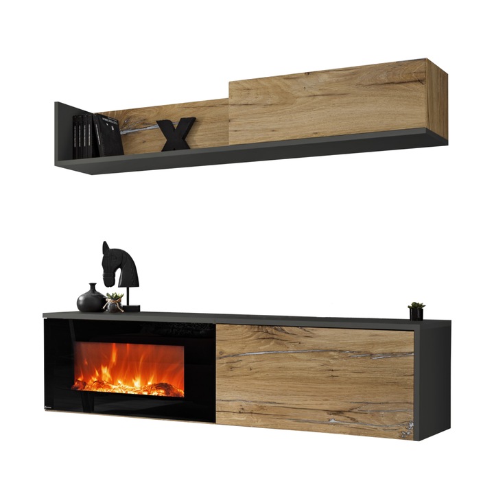 Obývacia stena DELLOS III dub flagstaff/antracitová 1