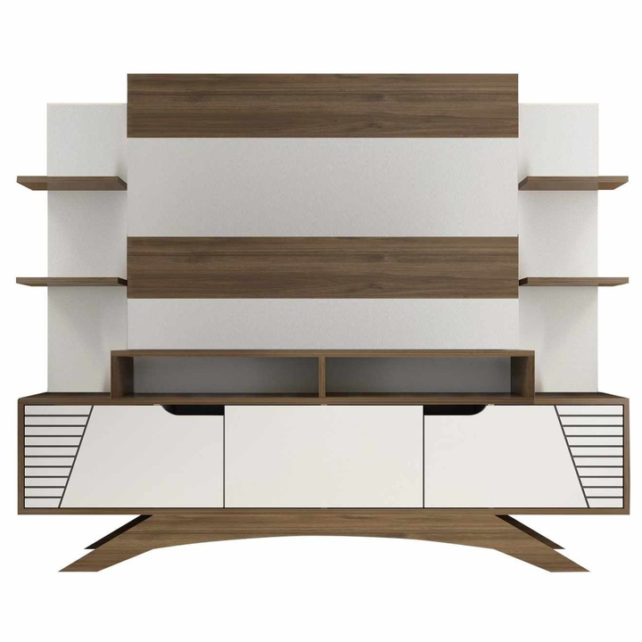 Obývacia stena DEPARO biela/orech 1