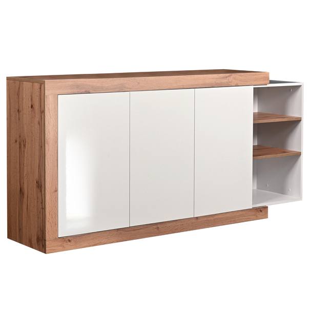 Komoda DERRICK 6 dub wotan/biela vysoký lesk 1