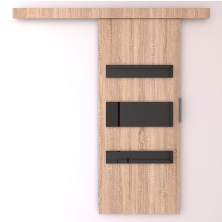 Posuvné dvere DESIO 76 dub sonoma/čierna, 76x205 cm 1
