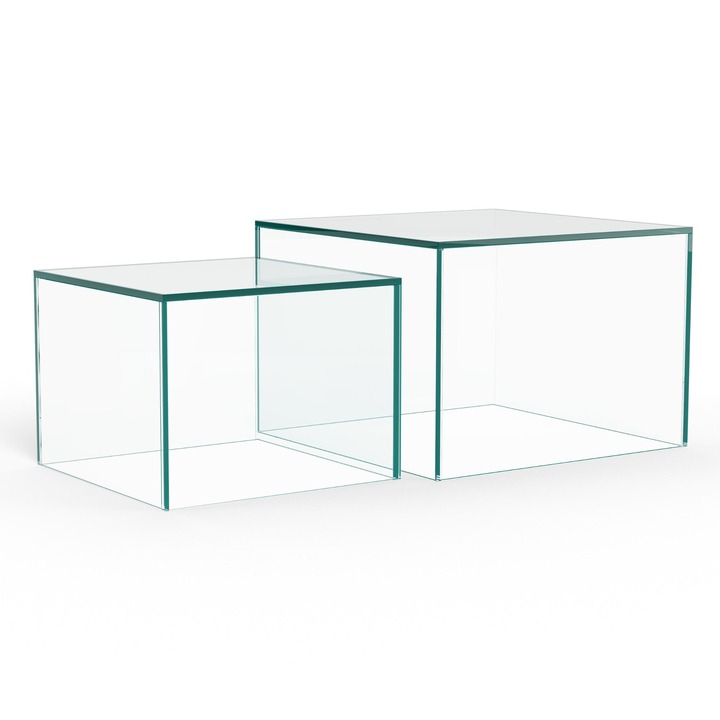 Konferenčný stolík DICE číra/krištáľovo číra, 2 ks 1