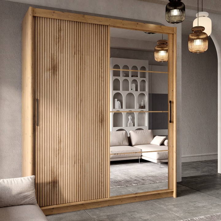 Šatníková skriňa DIEGO borovica antik/dub canella 1